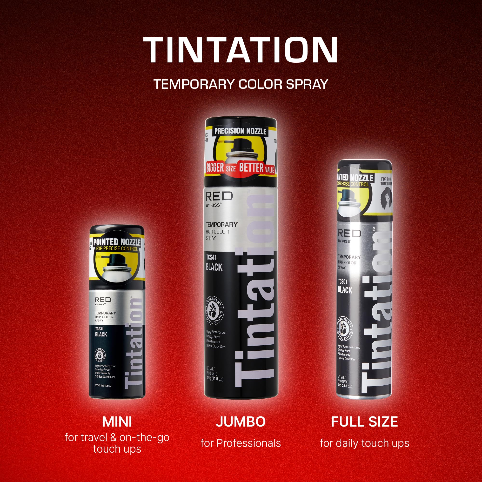 RED by Kiss Tintation olive oil-enriched formula nourishes hair while coloring.