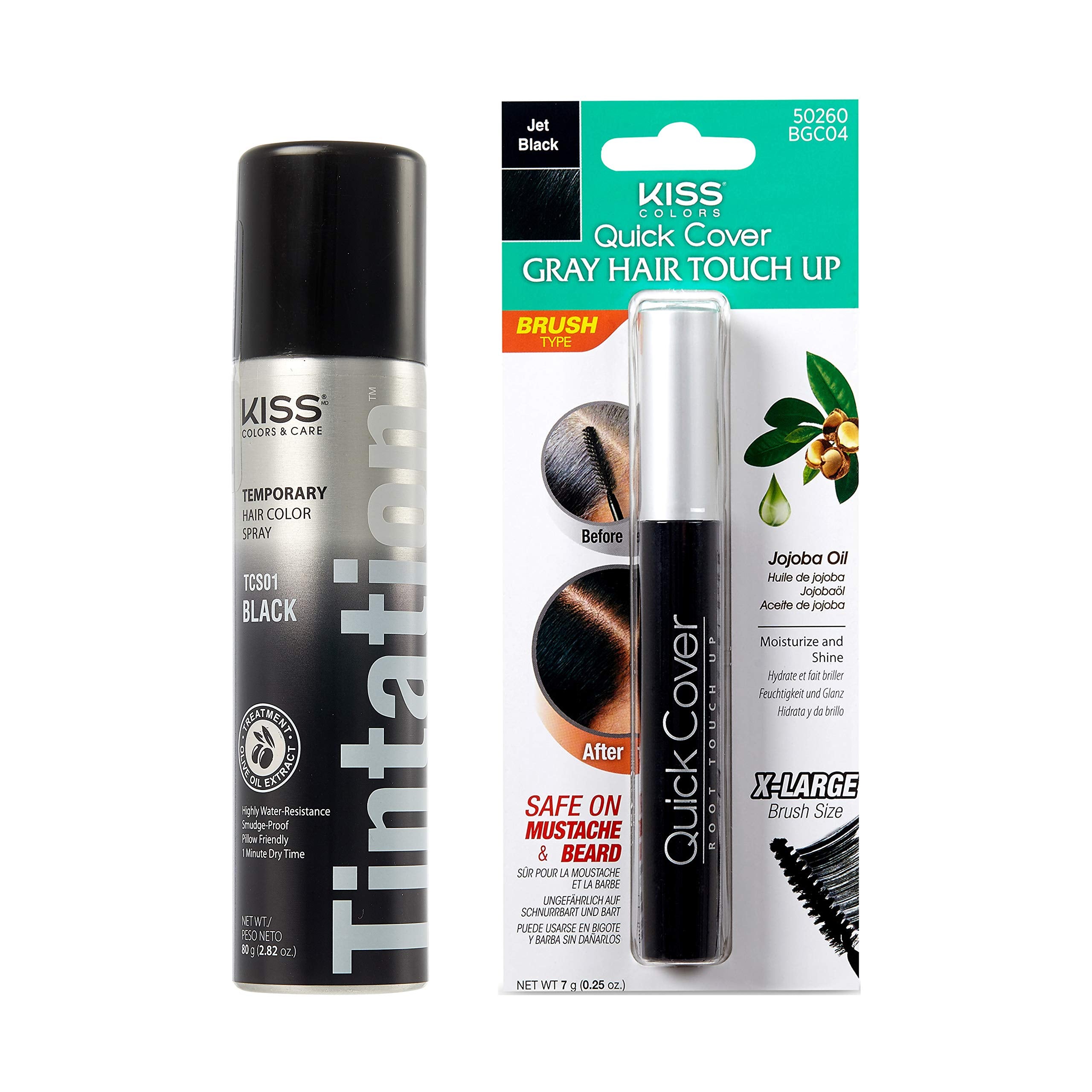 Red by Kiss Tintation root cover spray bottle for quick gray root coverage.