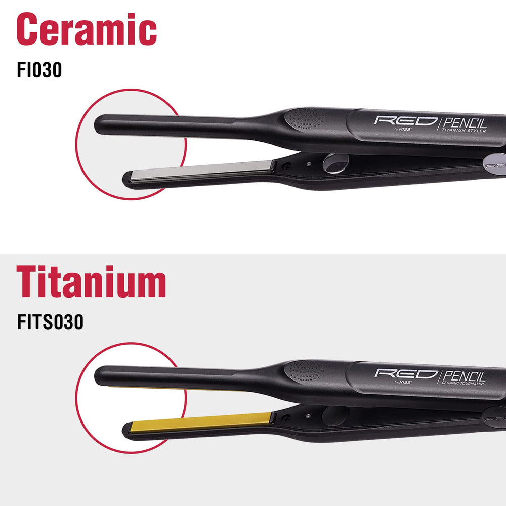 Red by KISS Titanium Styler Pencil Flat Iron 3/10 swivel-cord-durability aids maneuverable styling