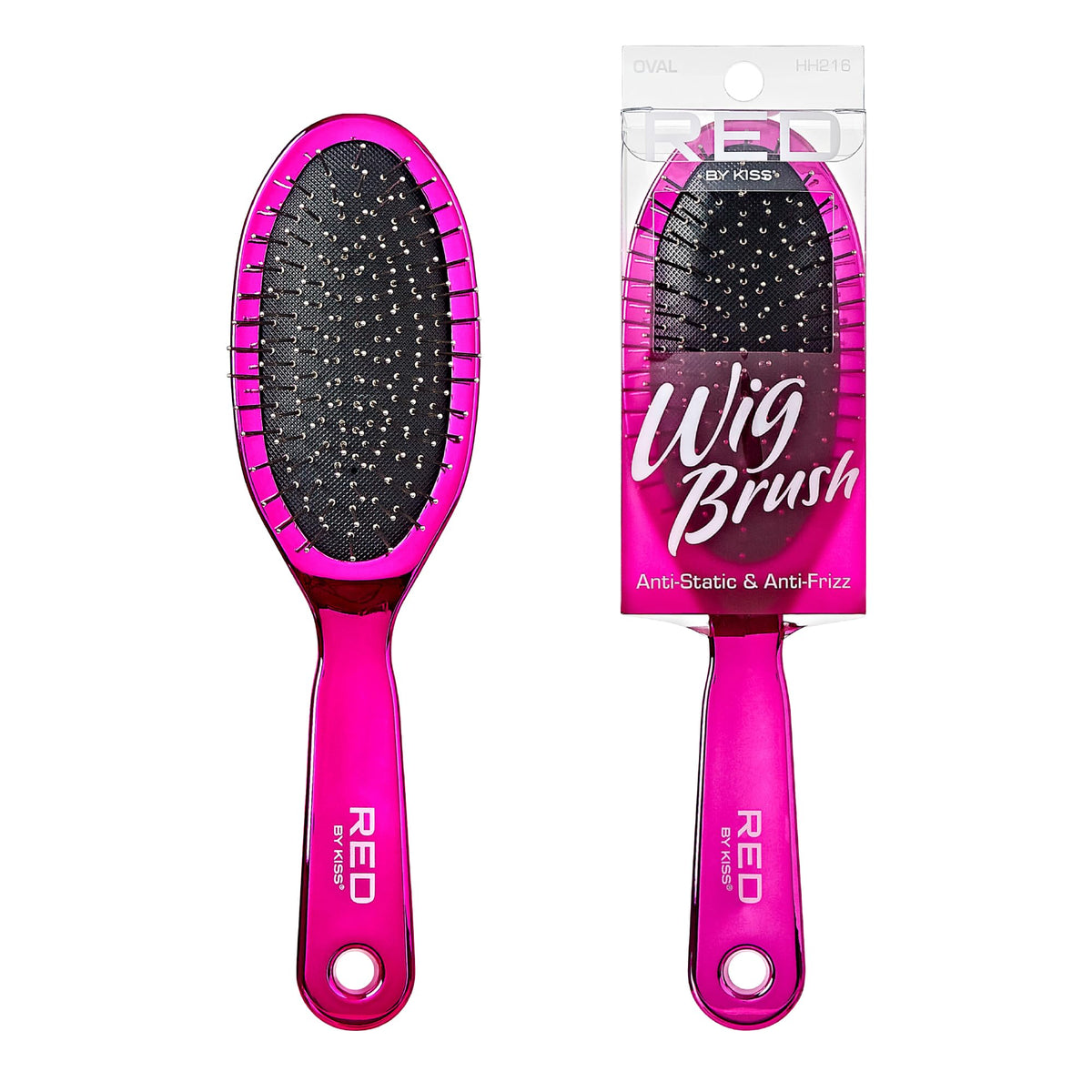 Red by Kiss Wig Brush anti-static bristles for gentle wig detangling.