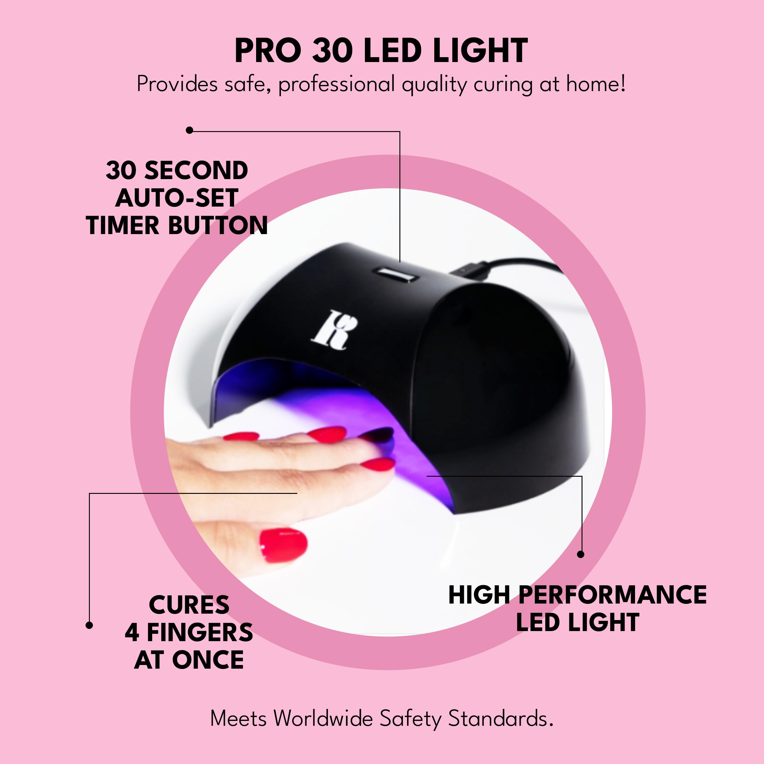 Red Carpet Manicure LED light in action for even gel cure