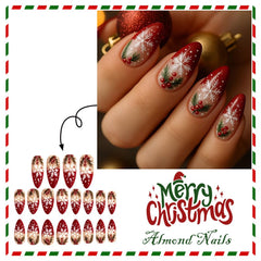 red french tip snowflake nails with snowflake design for holiday wear.