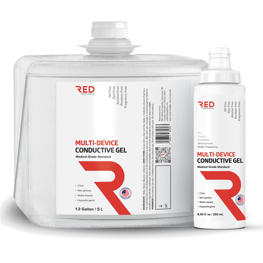 RED Medical Supplies ultrasound gel 5L cube provides consistent conductivity for multi-device use.