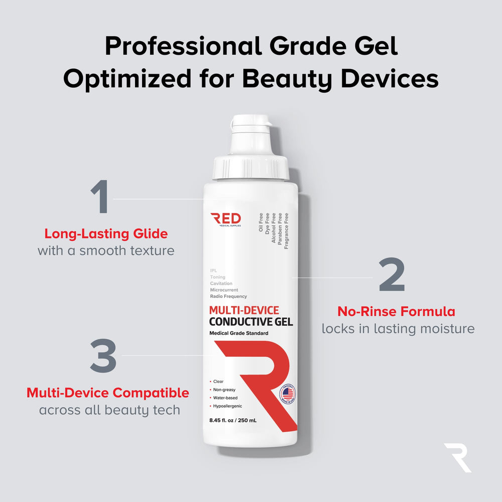 RED Medical Supplies ultrasound gel 8-45oz bottle offers smooth glide for precise movements.