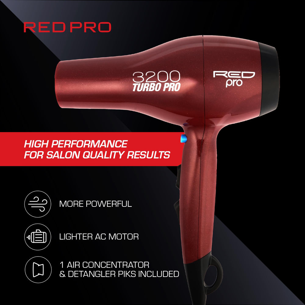 RED PRO 3200 Turbo Pro Detangler cool shot button aids setting and finishing.
