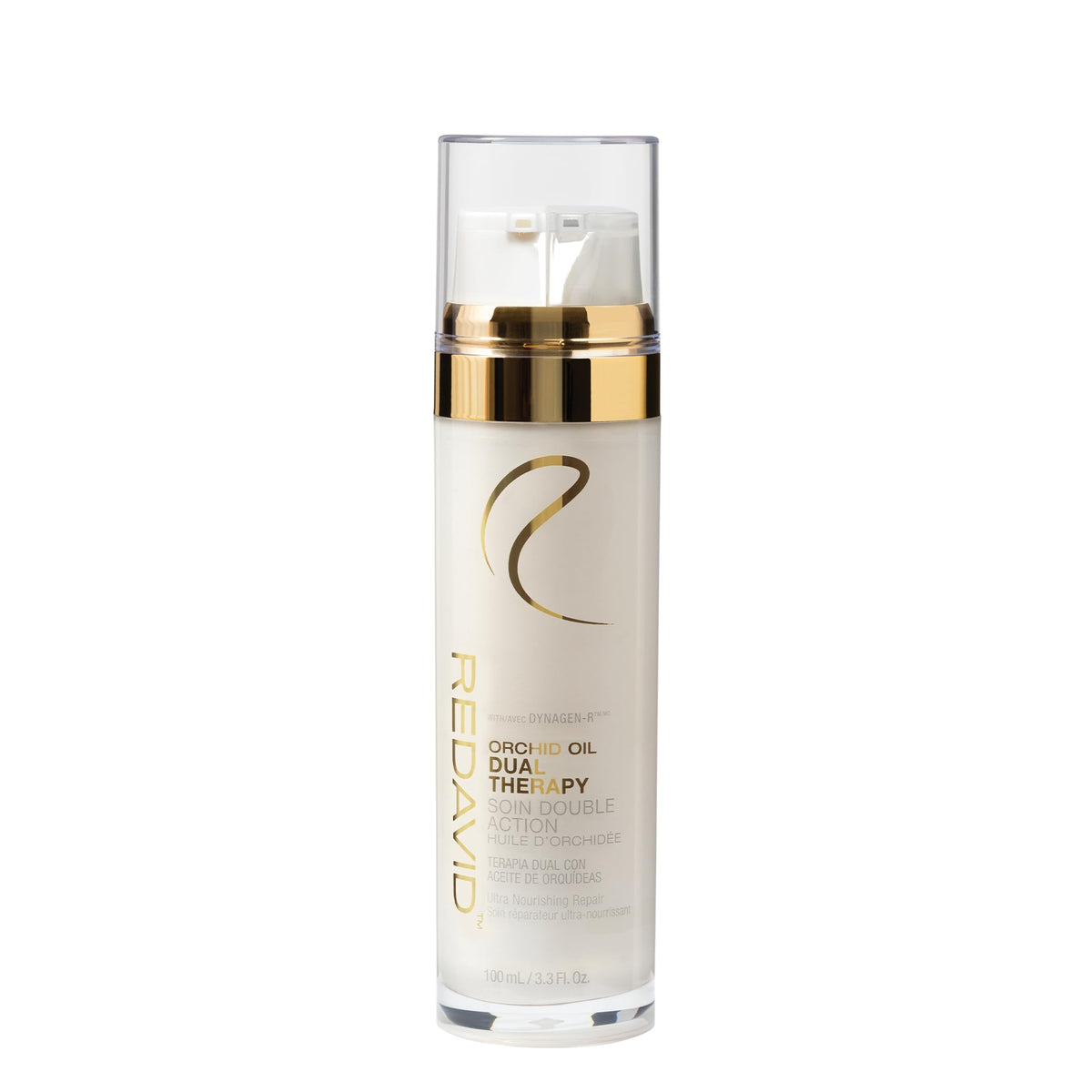 Redavid Orchid Oil Dual Therapy packaging highlights two-part system for advanced hair repair.