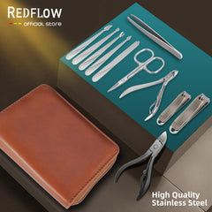 RedFlow stainless steel nail clippers closeup highlighting rust-proof durability for reliable grooming.