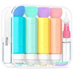 Redfly 17pcs travel bottles set in a clear makeup bag for organized packing.