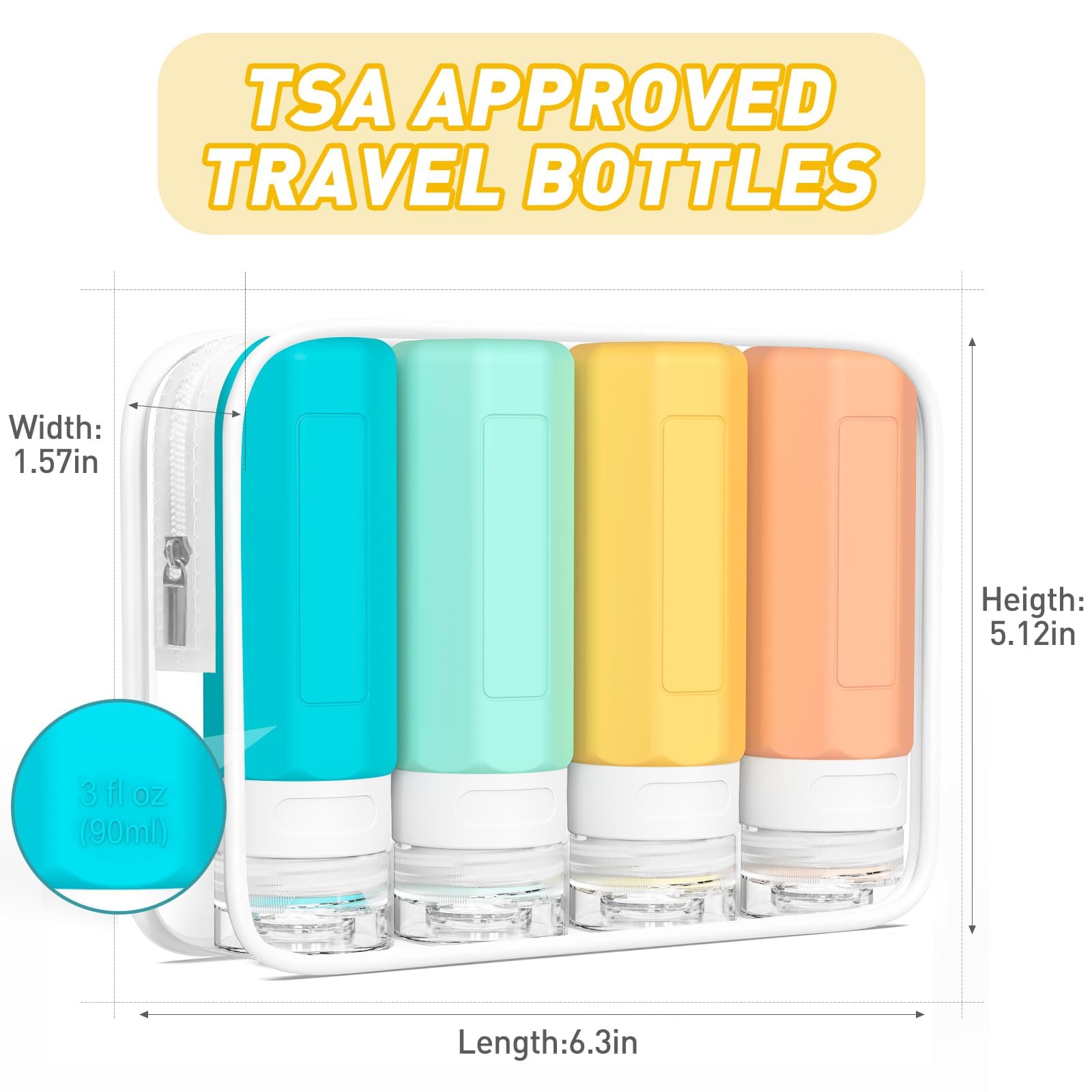 Redfly travel bottles with zippered TSA bag for organized travel.