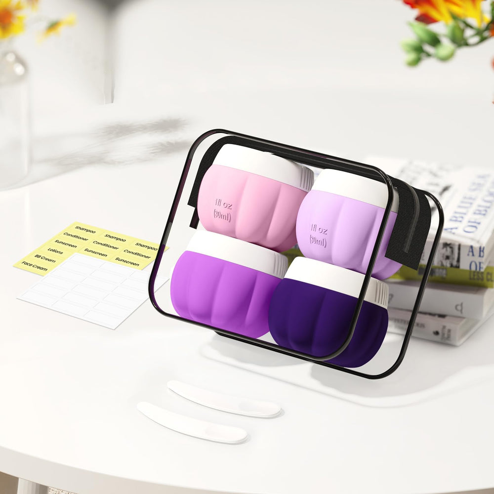 Redfly travel bottles with wide mouths for easy filling and cleaning.