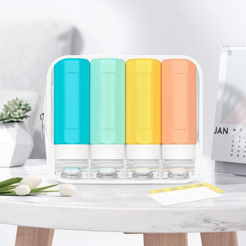 Redfly travel set stores shampoo, conditioner, and lotion on journeys.