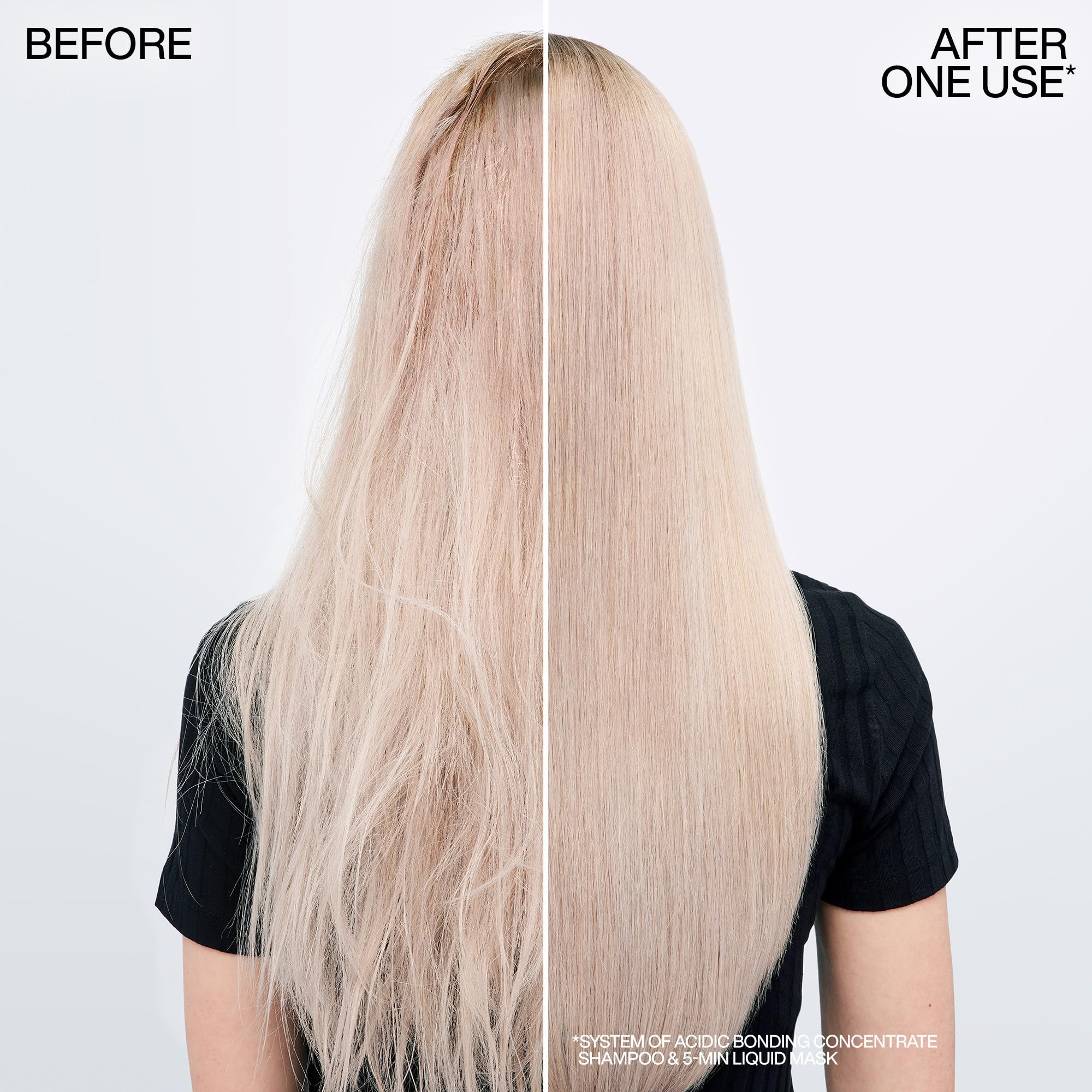 Redken label close-up displaying key ingredients and conditioning complex benefits