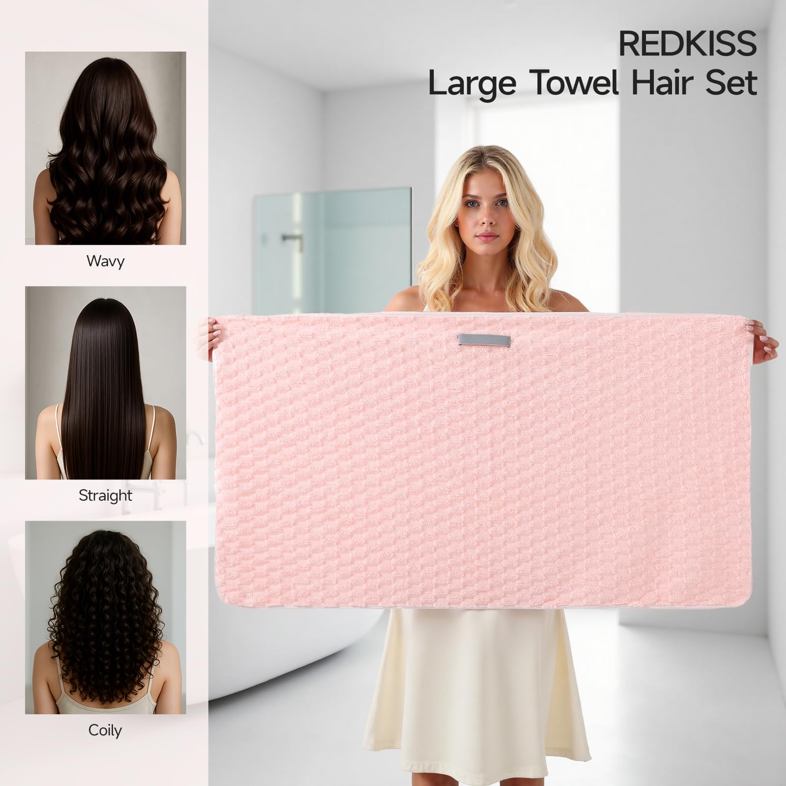 REDKISS microfiber hair towel soft texture gently cares for delicate strands