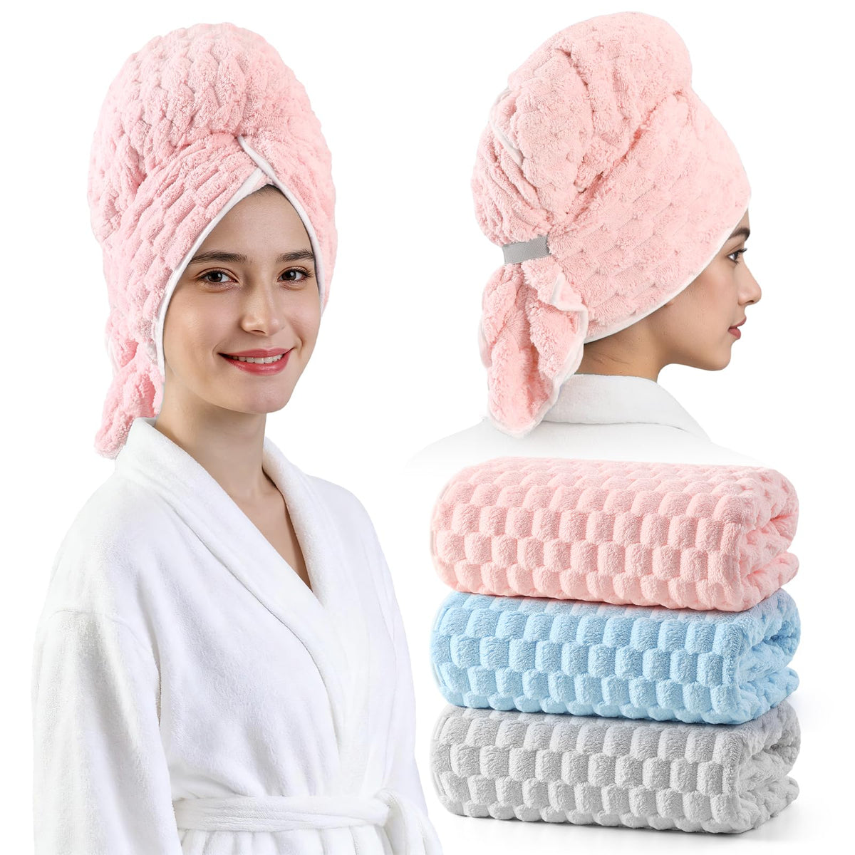 REDKISS microfiber hair towel wrap 24x42 inches for fast, gentle drying