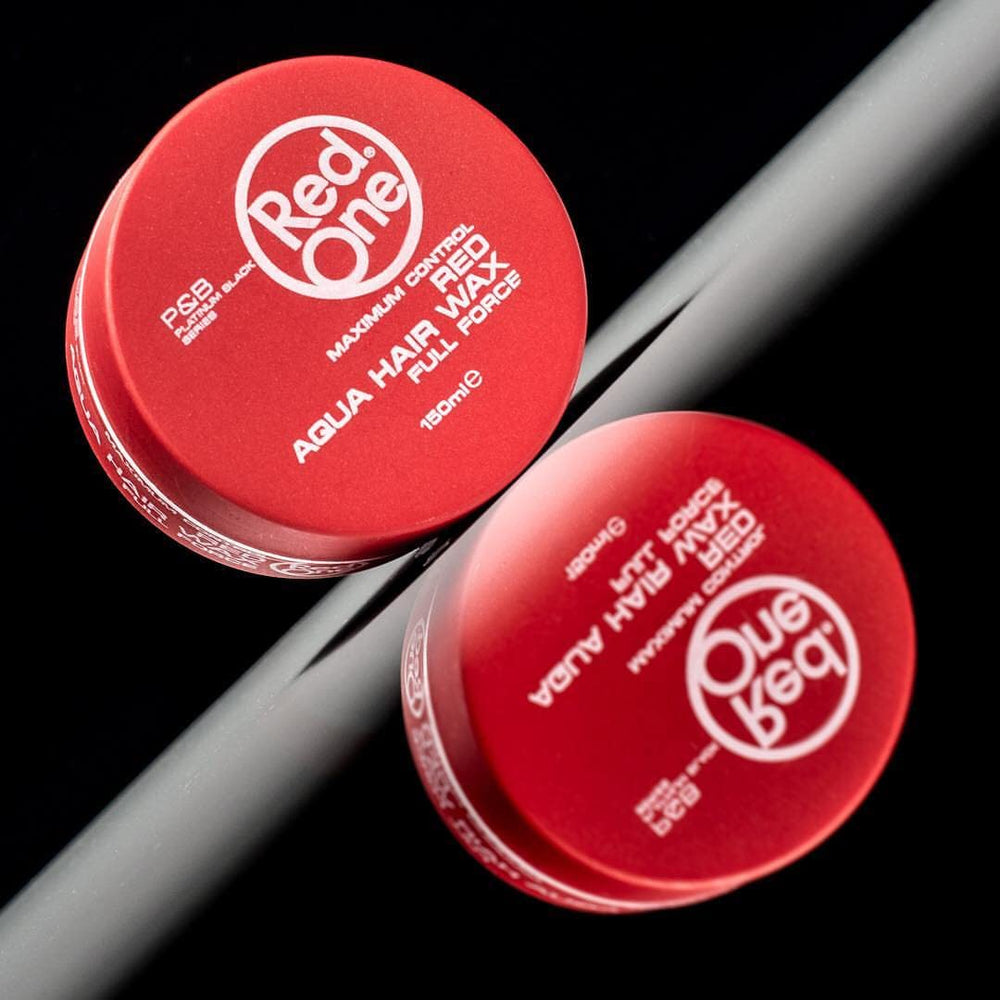 RedOne Aqua Hair Wax bottle emphasizes vitamin-enriched formula for hair nourishment.