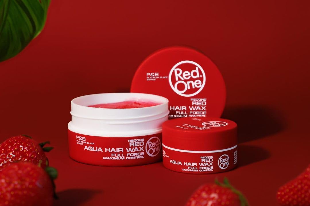 RedOne Aqua Hair Wax transparent formula shown for a residue-free look.