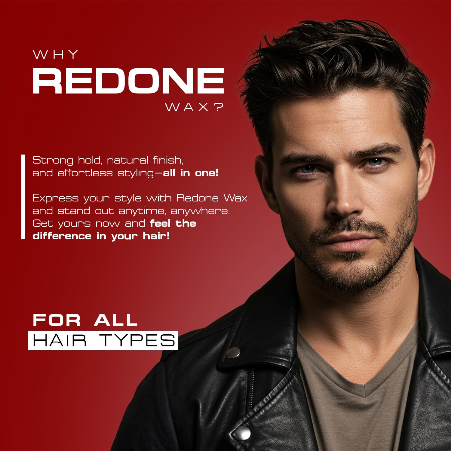 Redone Hair Wax Red high shine bottle adds professional gloss.