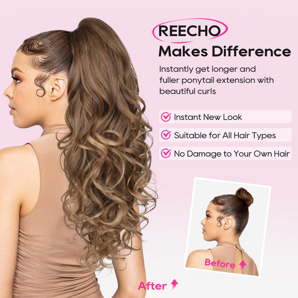 REECHO 24inch pony tail length-volume shot highlights dramatic length and fullness