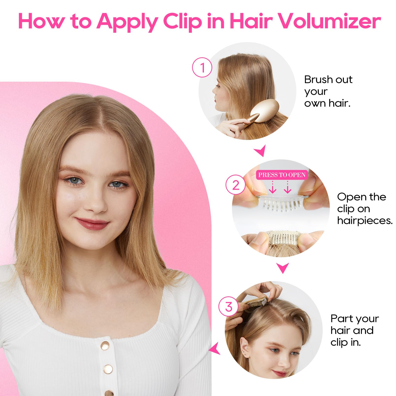REECHO Clip-In Volumizer 12in easy clip in for beginners.