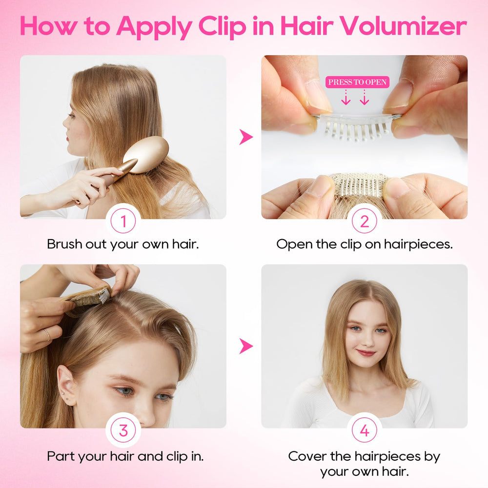 REECHO Clip-In Volumizer 12in vegan fiber for a natural look.