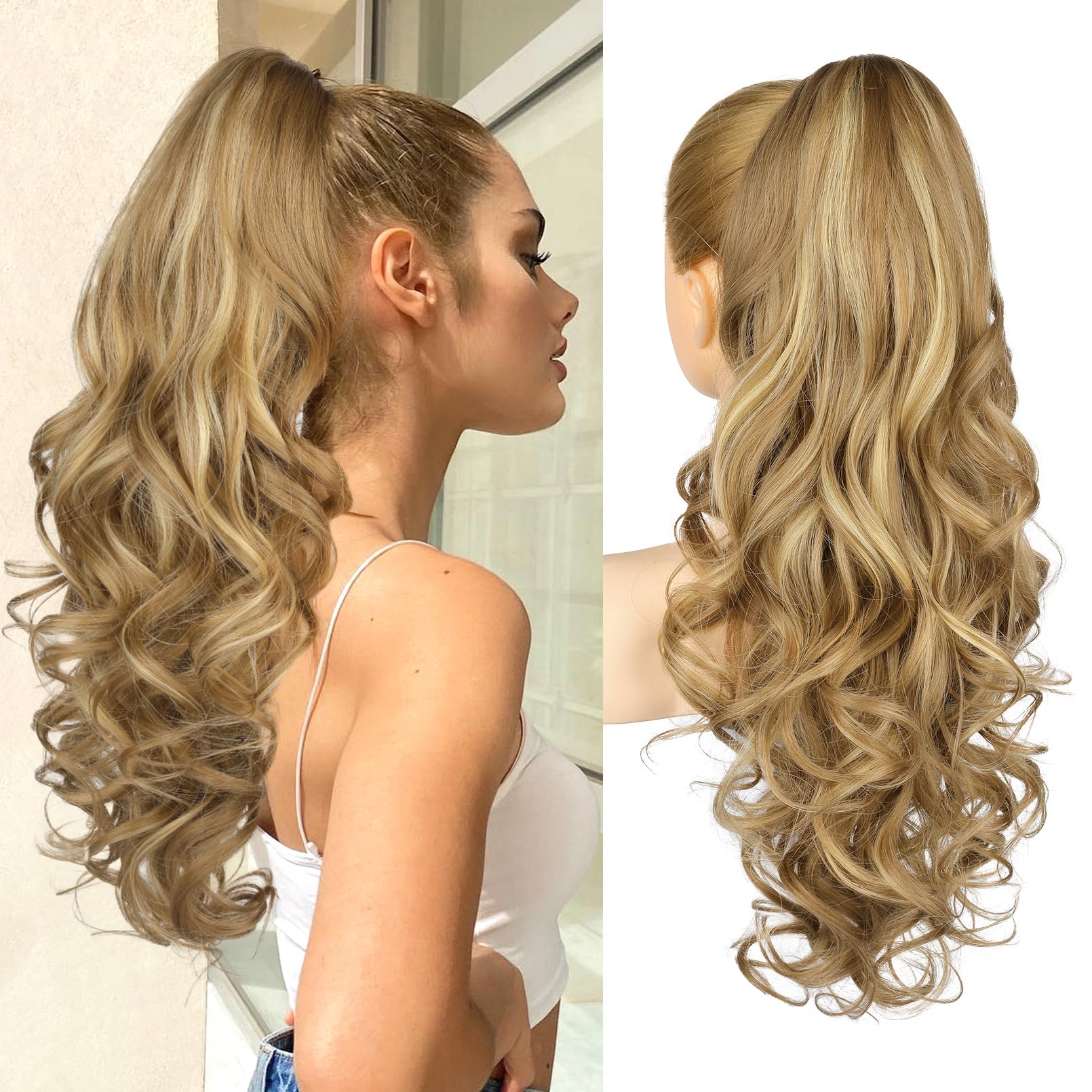 REECHO pony tail 24inch clip-in front view adds instant volume
