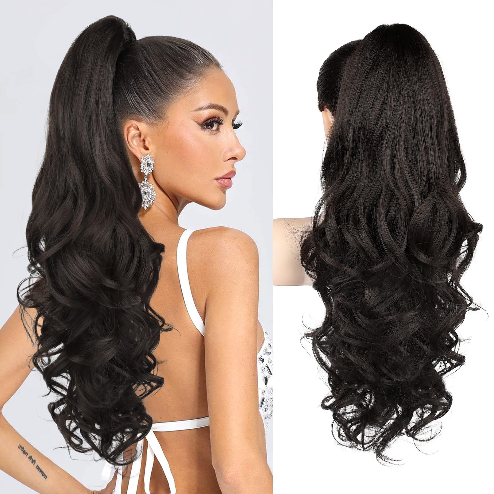 REECHO ponytail extension 24inch close-up showing natural texture for daily wear.