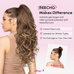 REECHO ponytail extension balanced look with added length for instant style.