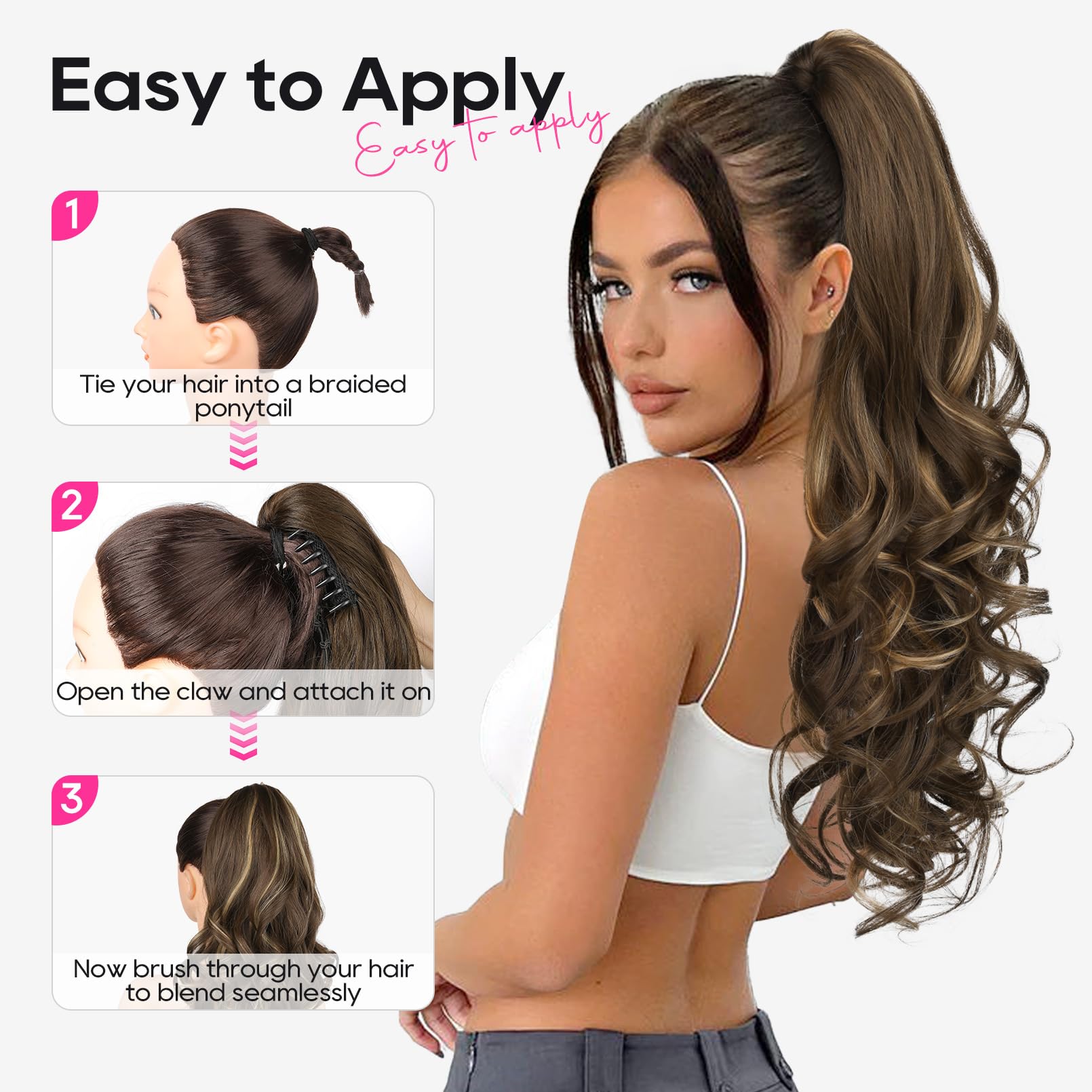 REECHO wedding look pony tail on model showcases elegant long-lasting styling