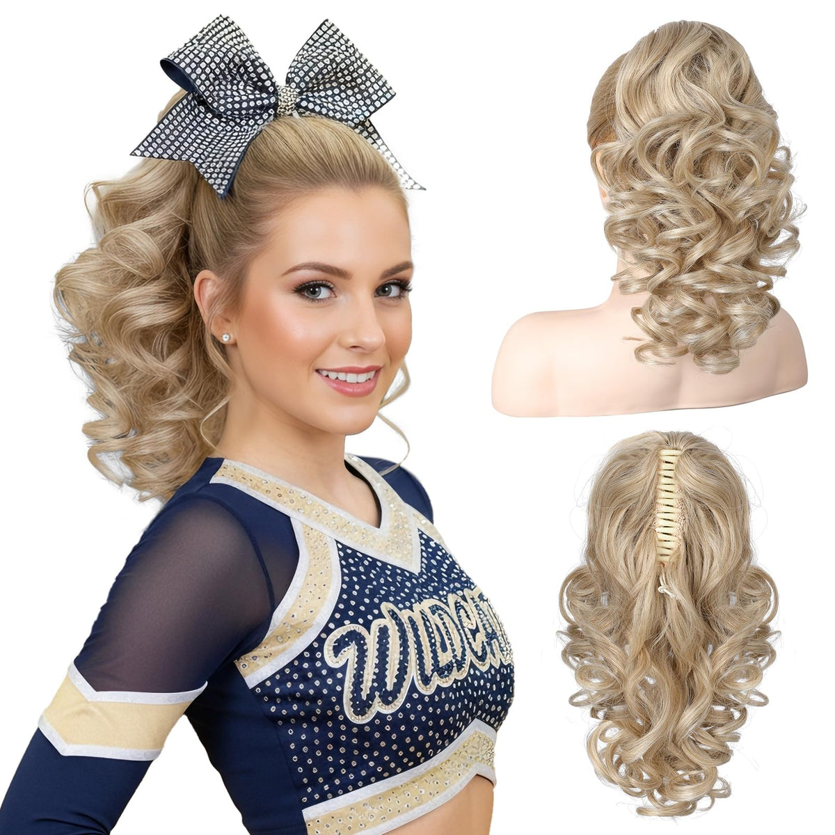 REECHO 12-inch ponytail extension with loose curls for instant volume