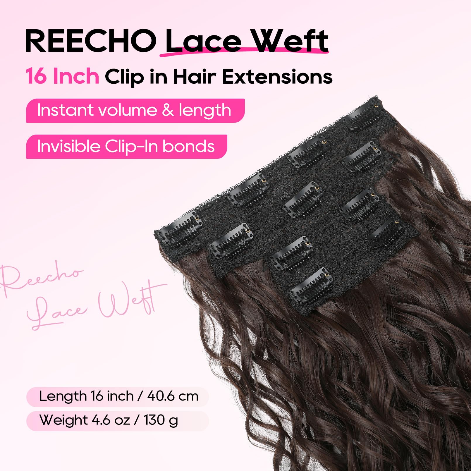 REECHO curly extensions secure clip-in system stays in place during workouts.