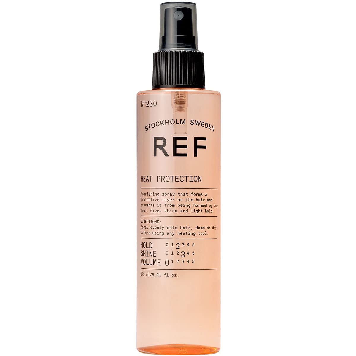 REF 230 Heat Protection Spray bottle applying before drying for smoother, shinier hair