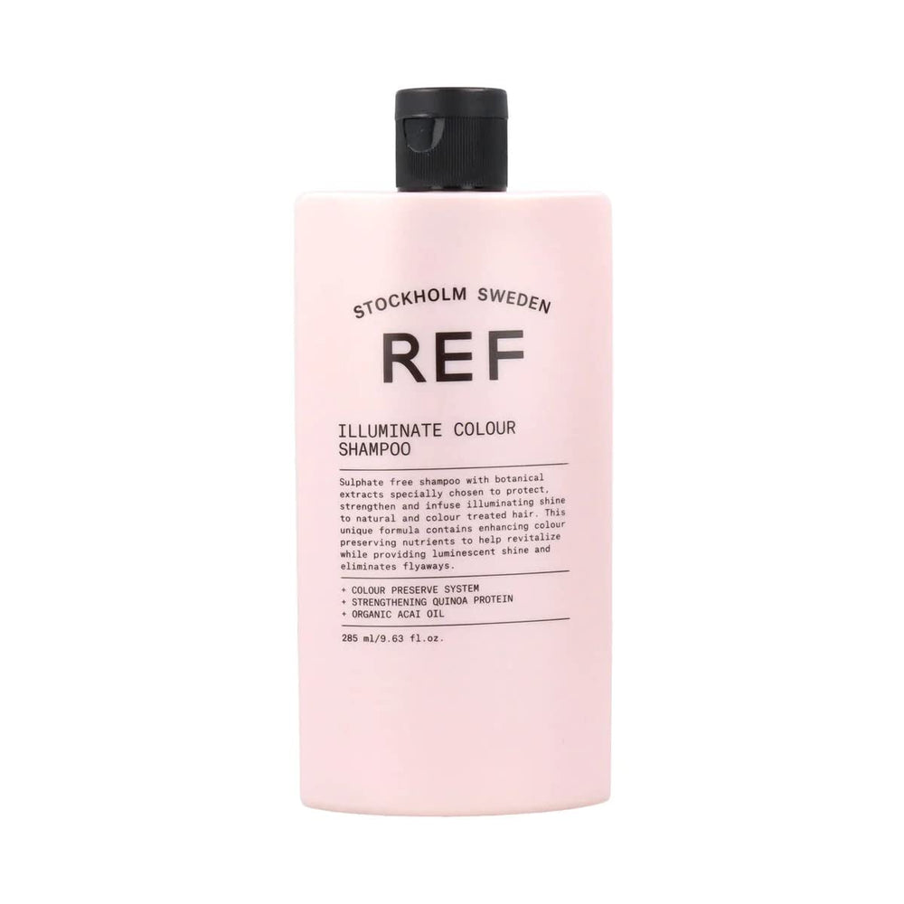 REF Illuminate Colour Shampoo bottle highlights color protection and radiant shine for color-treated hair.