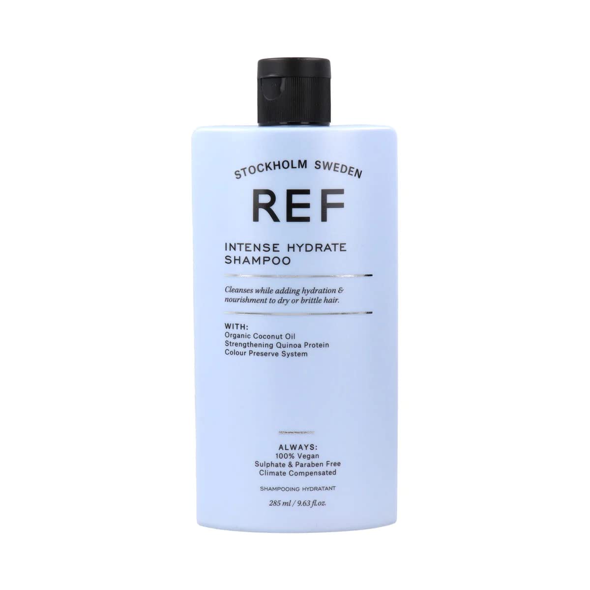 REF Intense Hydrate Shampoo bottle showing color-safe, deeply hydrating formula