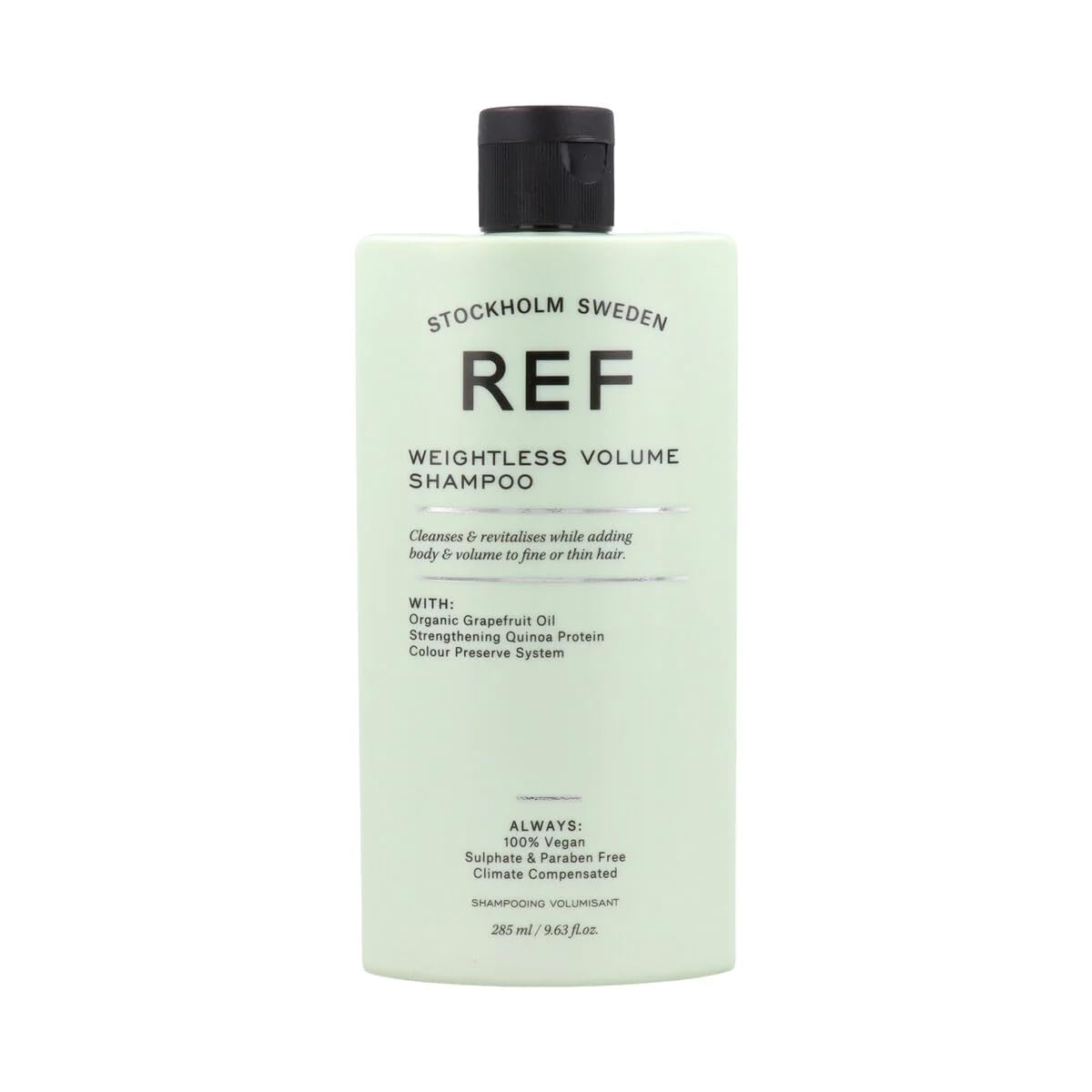 REF Weightless Volume Shampoo bottle lift for lightweight cleansing and color-safe, long-lasting volume