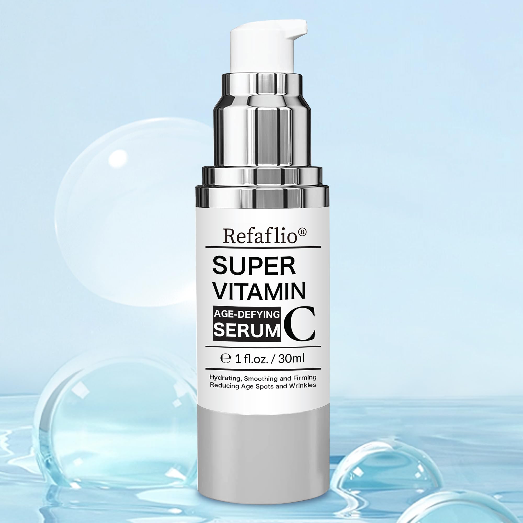 Refaflio serum texture closeup shows a smooth, fast-absorbing formula.