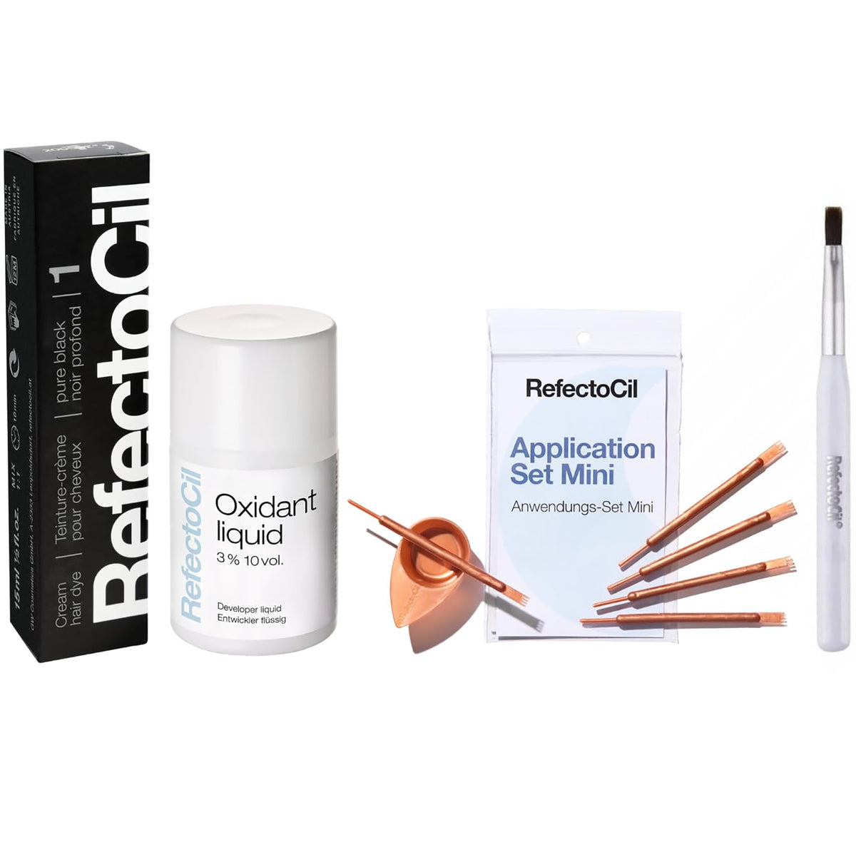 RefectoCil Black No.1 cream dye applied for an intense, natural-looking black color.