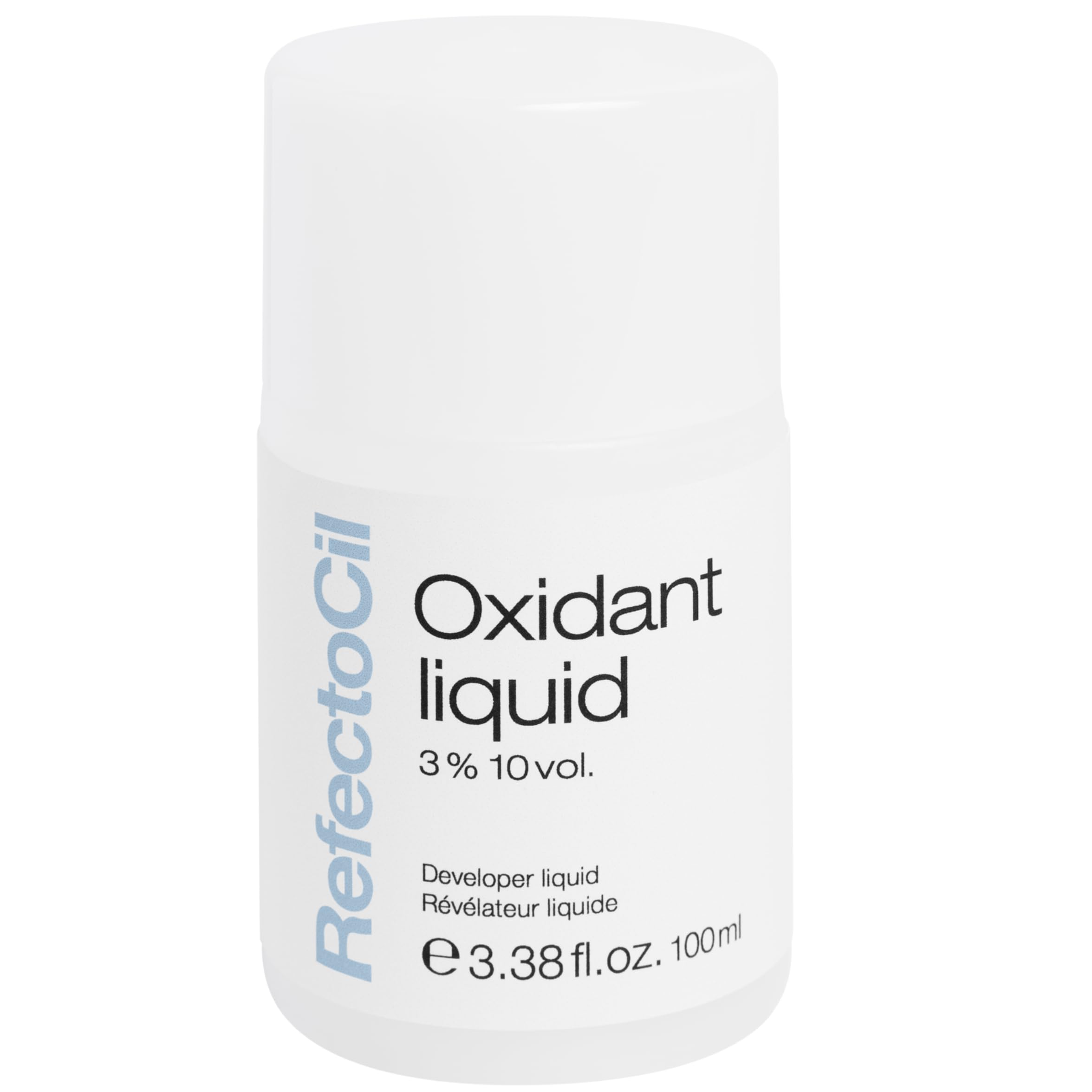 Refectocil Liquid Developer 100ml bottle enables consistent color results for brow and lash tinting