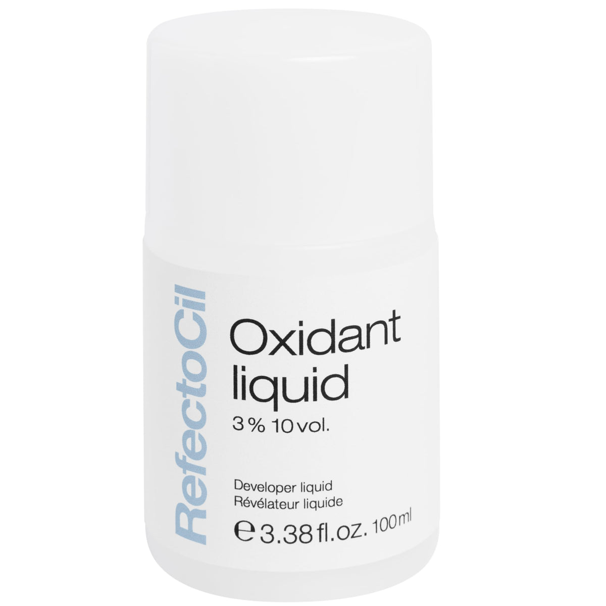 Refectocil Liquid Developer 100ml bottle enables consistent color results for brow and lash tinting