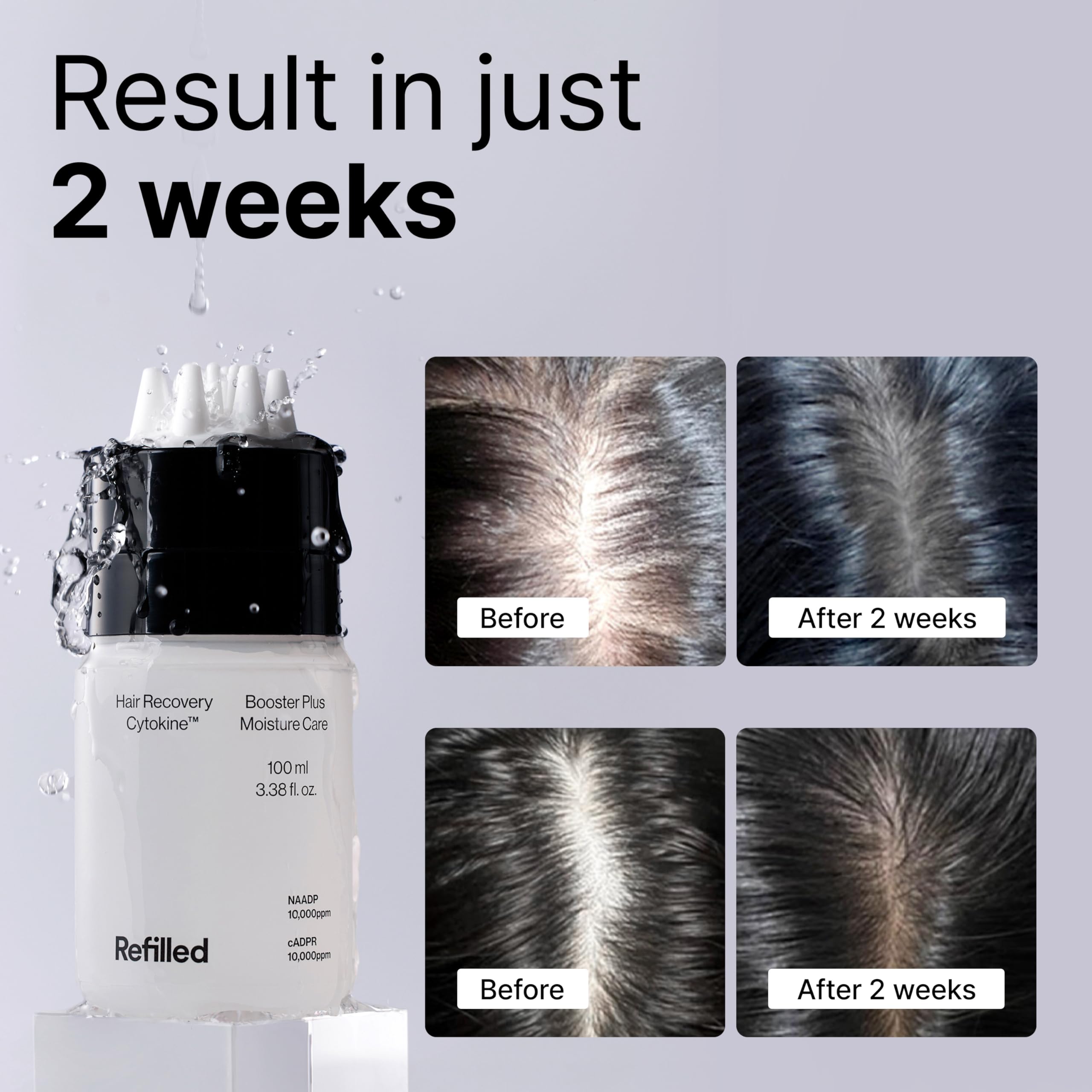 Refilled Booster Plus Moisture lightweight absorption leaves a non-greasy feel.