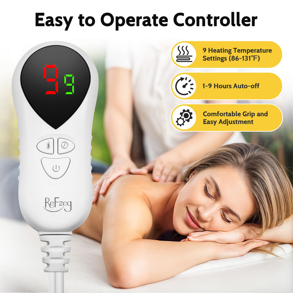 ReFzeg massage table warmer digital controller shown for easy timer control