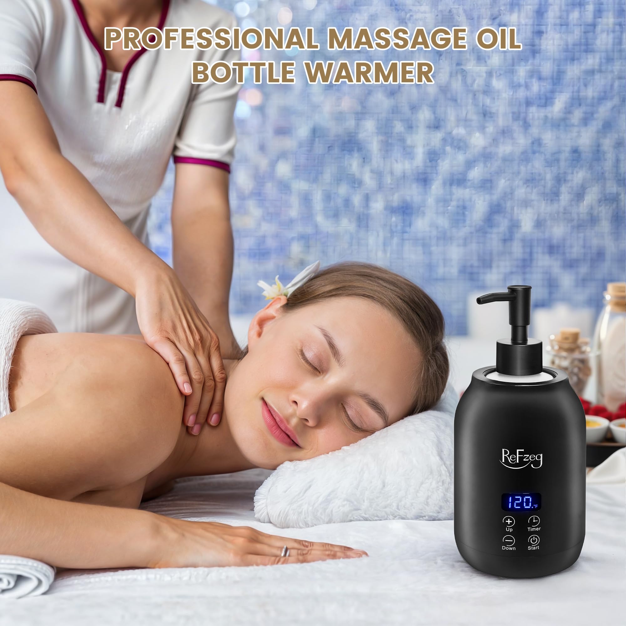 ReFzeg portable spa equipment photo highlights on-the-go warm oil capability.