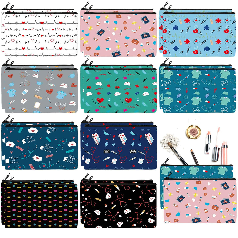 Reginary nurse cosmetic bag showcases colorful patterns for everyday organization.