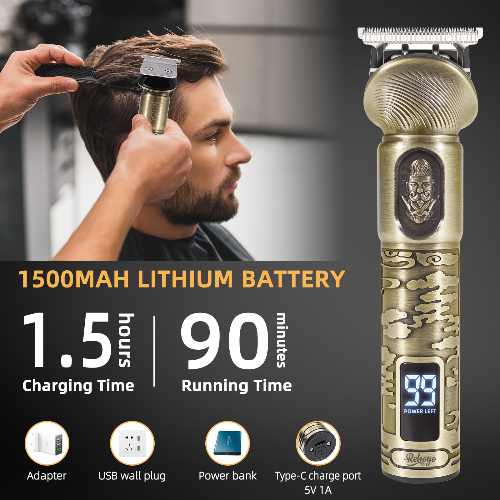 REHOYO 7000rpm motor delivers strong trimming performance with quiet operation.