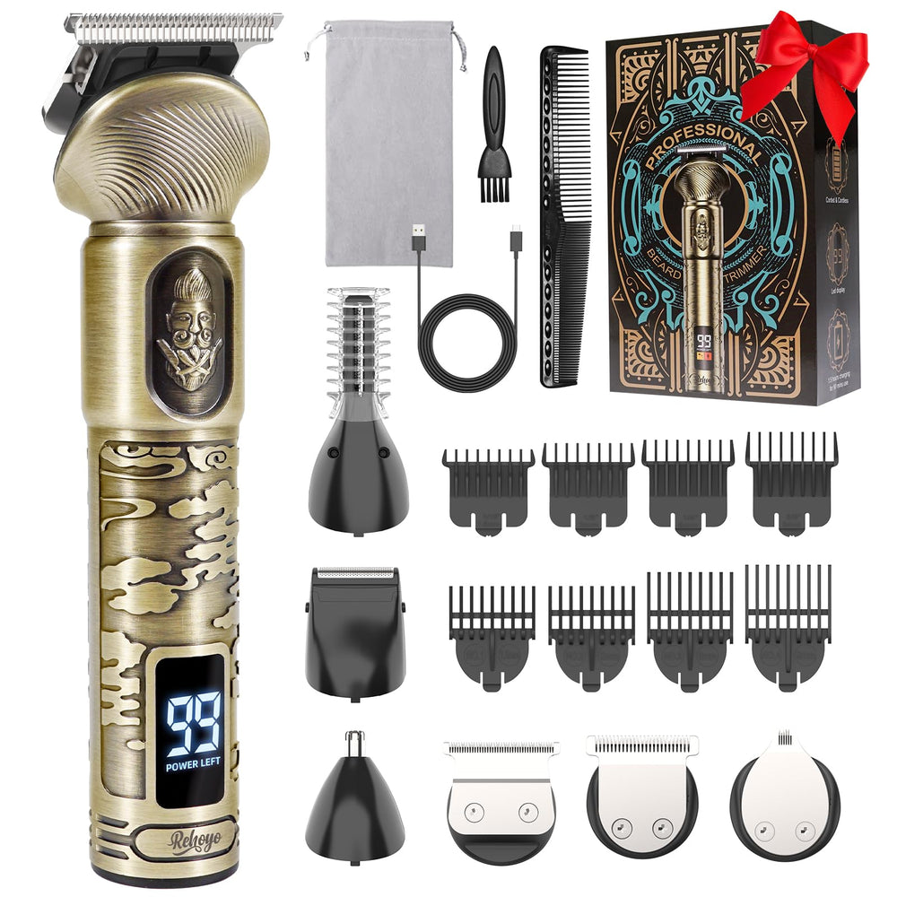 REHOYO beard trimmer kit full grooming set for versatile home grooming.