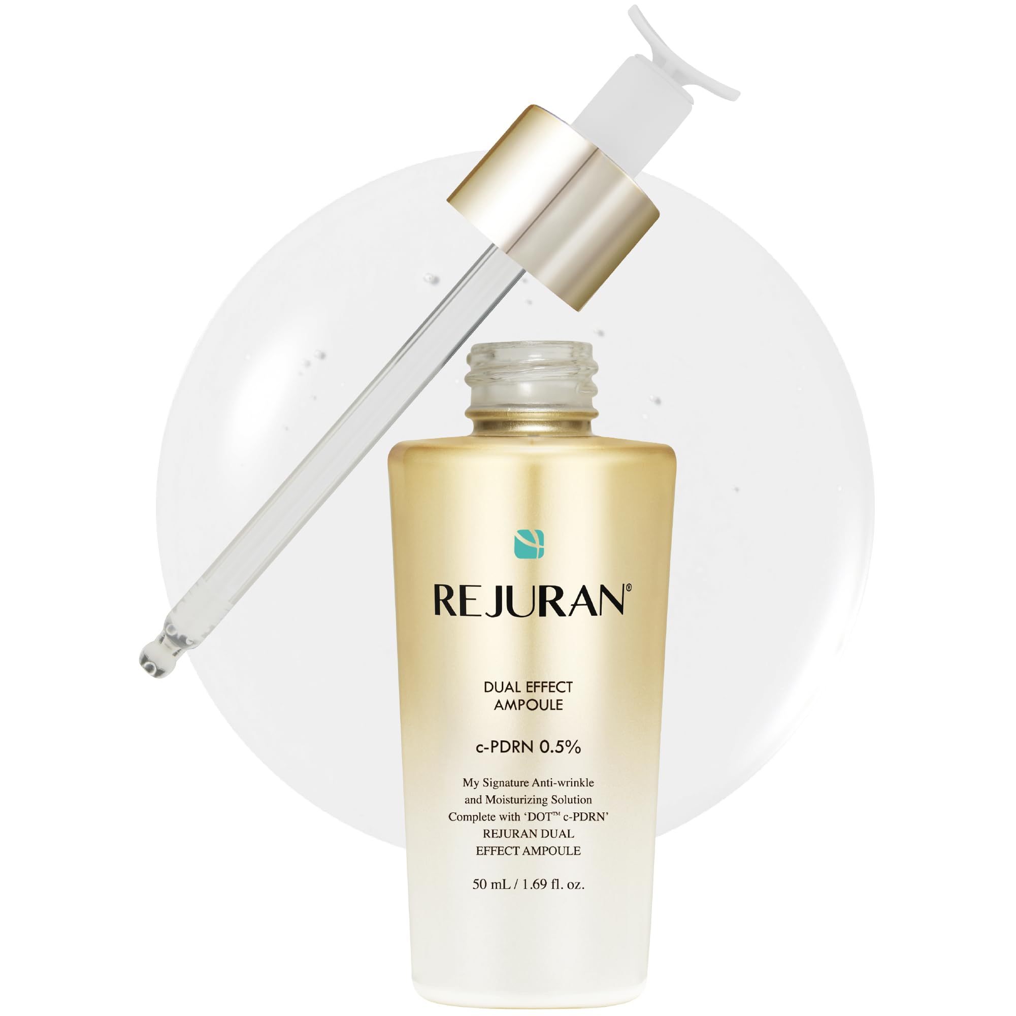 REJURAN Dual Effect Ampoule bottle closeup for deep hydration and renewal