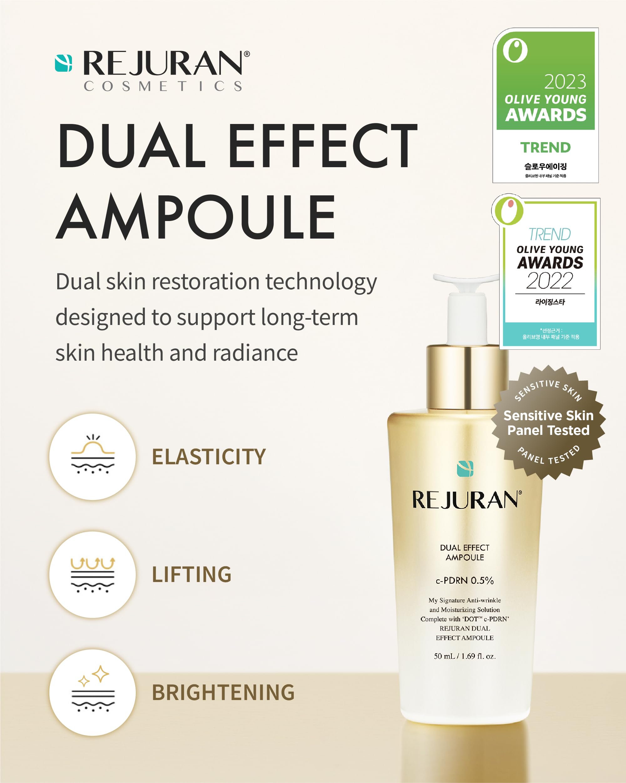 REJURAN Dual Effect Ampoule texture on skin for smoother, firmer complexion