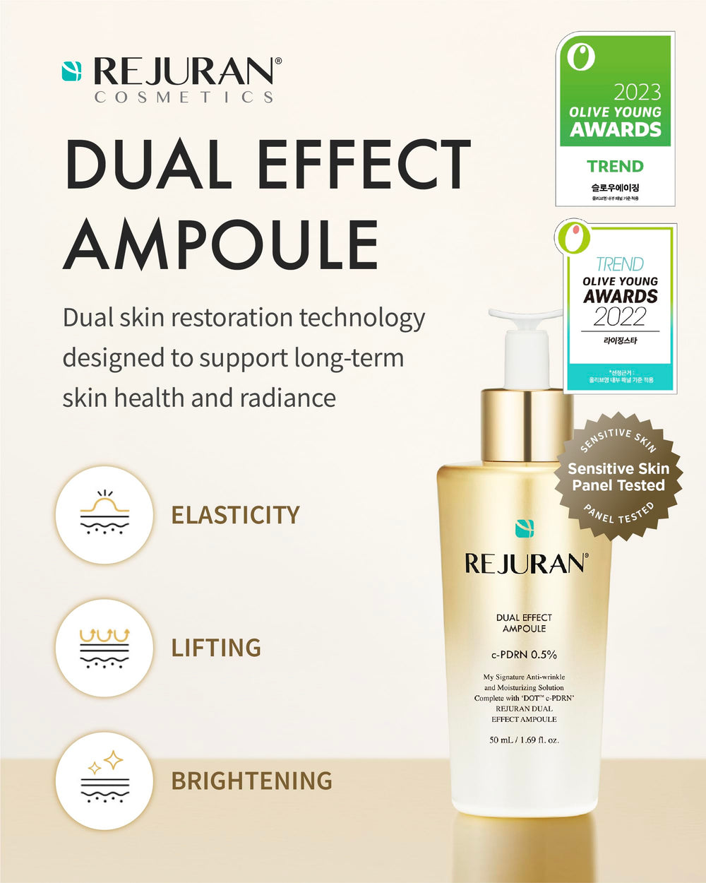 REJURAN Dual Effect Ampoule texture on skin for smoother, firmer complexion