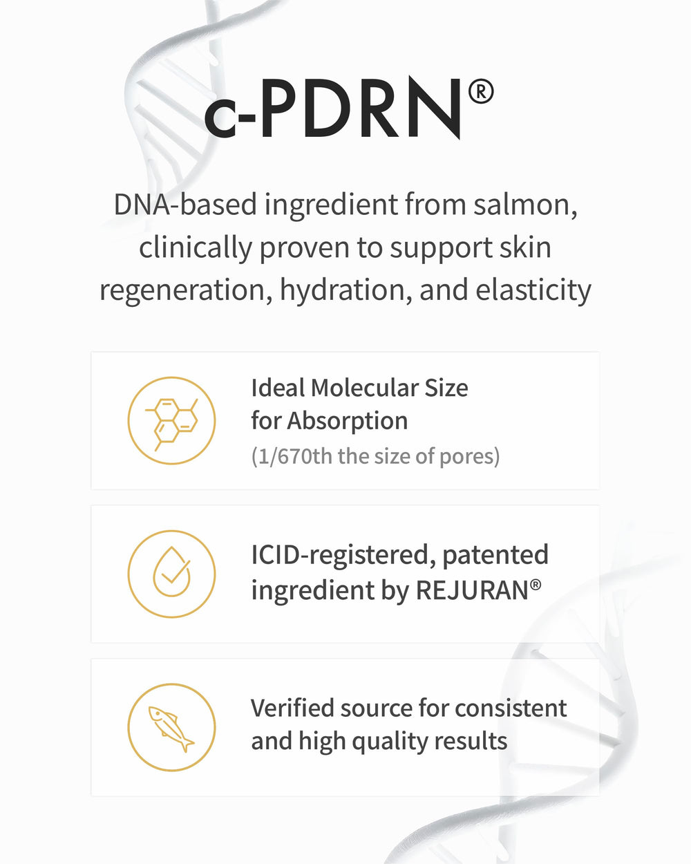 REJURAN Active Cream Enhanced 3-step elasticity solution graphic with triple amino acids