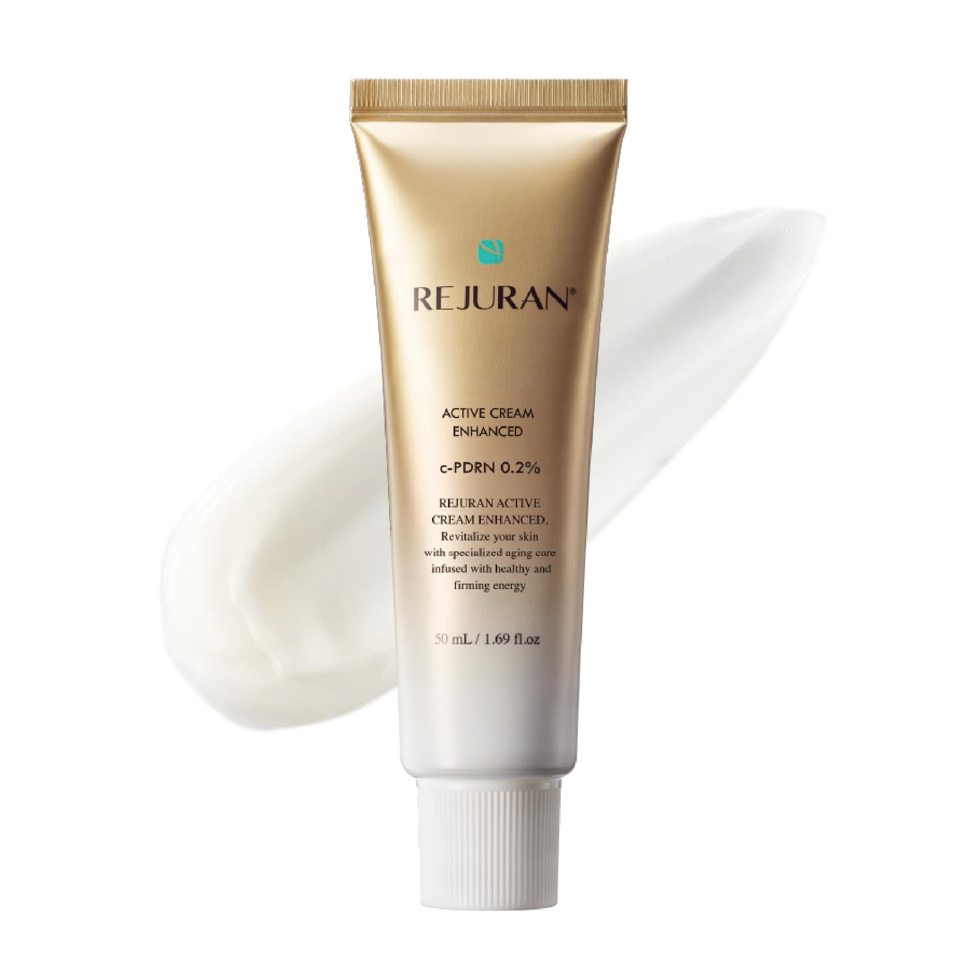 REJURAN Active Cream Enhanced DOT C-PDRN bottle closeup for elasticity support