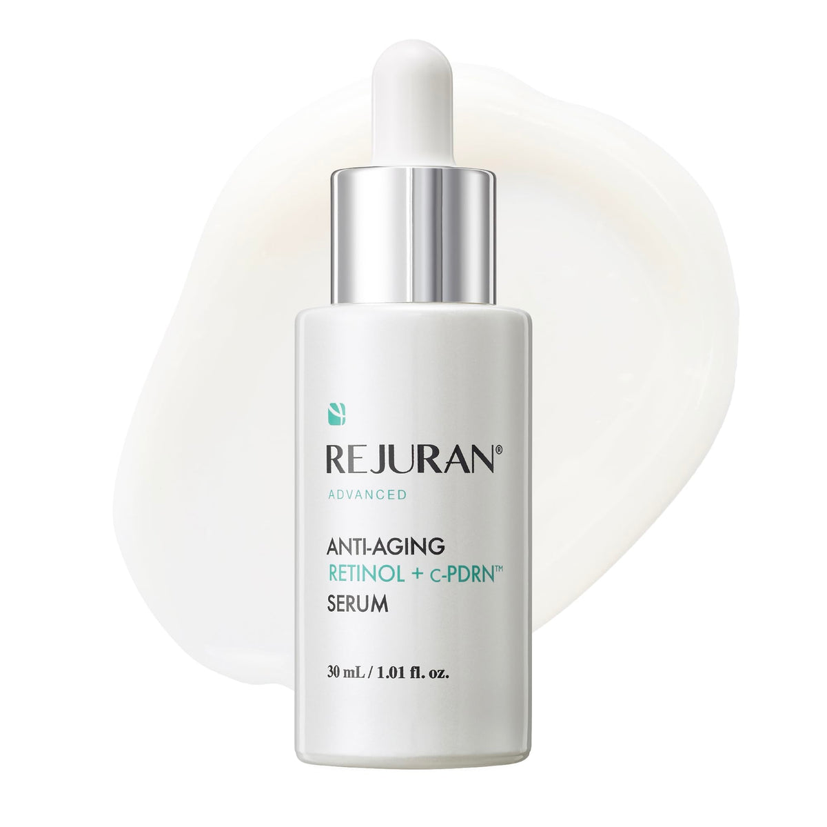 REJURAN Advanced Anti-Aging Serum bottle front view for firmer, smoother skin.